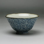藍古紋ペコ茶碗